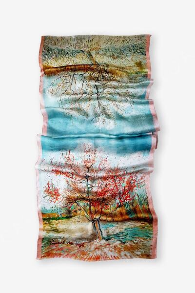 Galiga Van Gogh Pink Trees %100 İpek Fular 45x165cm "Art On Silk"