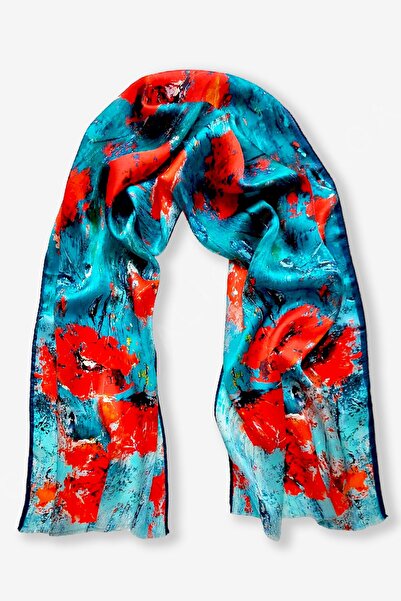 Galiga Gelincik %100 Ipek Fular 45*165cm 'art On Silk'