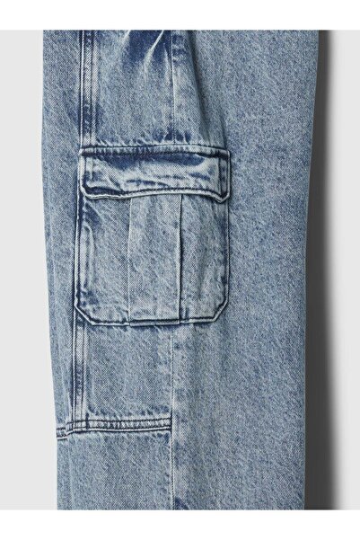 GAP Kız Çocuk Mavi Low Rise Kargo Jean Pantolon