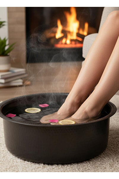 Efsoon Organics Oksitli Bakır Pedikür Leğeni 40*15 cm %100 El İşçiliği Ağır v...