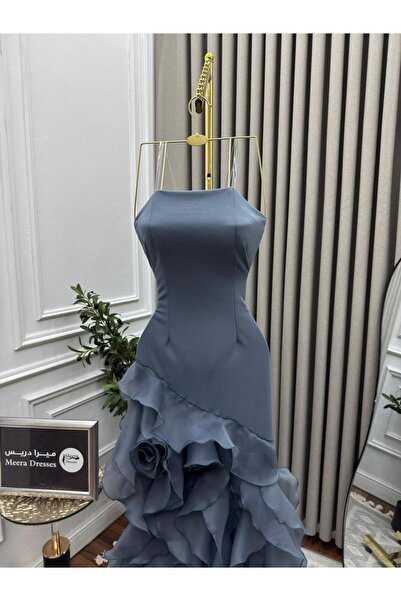 ALANOOD FASHION Luxurious lava evening dress with exquisite feminine details