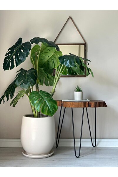 odka 40litre Armut Saksı Tabaklı Yükseklik:40cm Çap:32cm Ekru Renk