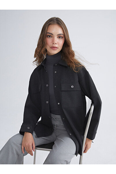 LC Waikiki Lcw Modestanthracite Oversize Women's Shirt Tunic