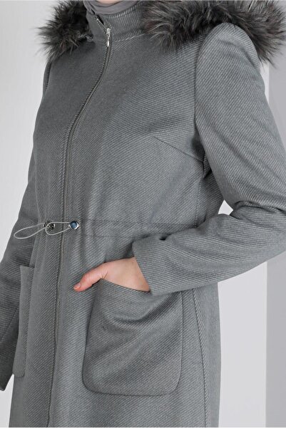 Alvina Furry Hooded and Pocket Coat 90392