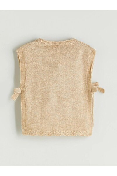 LC Waikiki Kids Ecru Crew Neck Blouse Spanish Leg Pants and Sweater Girls' 3-Piece Set