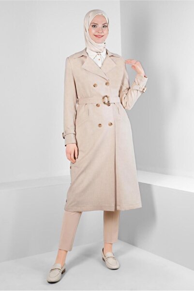 Alvina KRUVAZE YAKA KEMERLİ DÜĞMELİ TRENÇKOT 10758