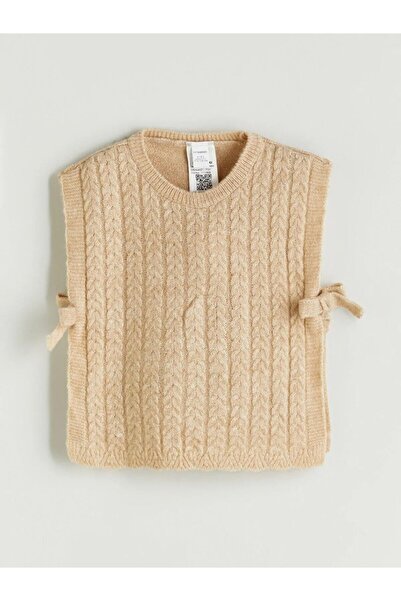 LC Waikiki Kids Ecru Crew Neck Blouse Spanish Leg Pants and Sweater Girls' 3-Piece Set