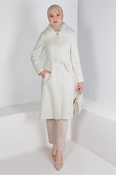 Alvina Fur Detailed BELTED COAT 90341