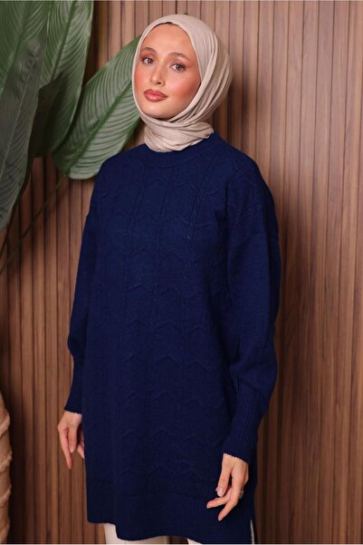 TRENDTESETTÜR KADIN LACİVERT TRİKO TUNİK T 1107