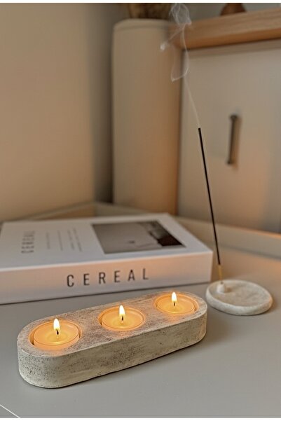 EYO 2’li kum detaylı mumluk ve tütsülük seti (mumlar dahil değildir)