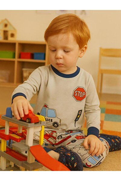 Civil Boys Arabası Printed 2-5 Years Old Pajama Set - Navy Blue 2-3 Years Old