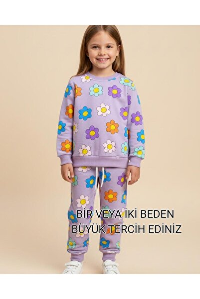 OEM Renkli Çiçekli Kız Çocuk Takım