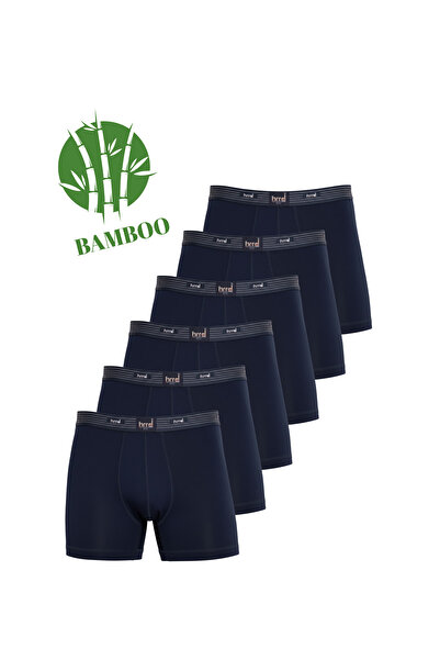 Hmd 6-Piece Lycra Men's Flexible Navy Blue Bamboo Boxer Briefs |   Anti-Sweat Soft Fabric