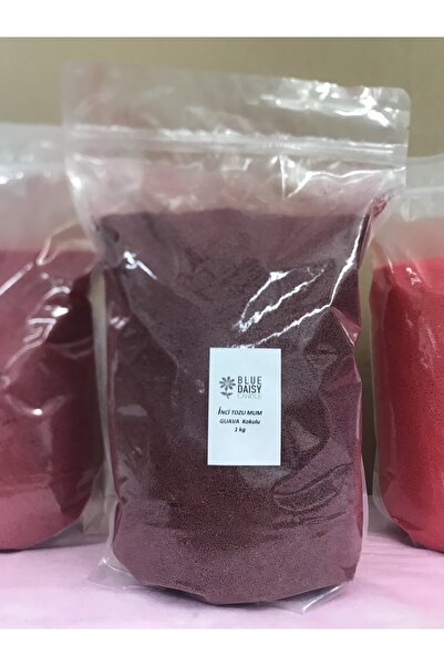 BlueDaisyCandle 1 Kg MÜRDÜM renkli GUAVA kokulu Inci Tozu Mum ( 25 Adet 20 Cm Fitil Ile ) Toz Mum , Kum Mum