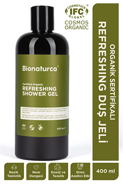 BIONATURCA Organik Sertifikalı Ferahlatıcı Duş Jeli 400 Ml.