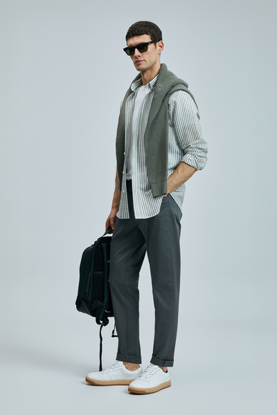 Lufian Ανδρικό παντελόνι Helt Spor 5 Pocket Slim Fit Σκούρο Πράσινο