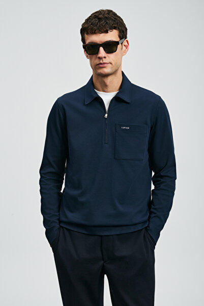 Lufian Lucas Smart Men's Polo T-Shirt Dark Navy Blue