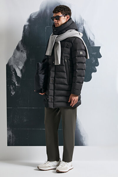 Lufian Albert Kaz Tüyü Erkek Mont Siyah