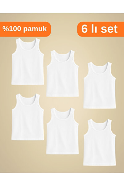 CENNETOĞLU 6 قطع قميص داخلي للأولاد باللون الأبيض بنسبة 100% من القطن الأولجو...