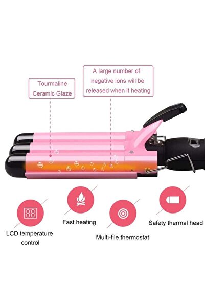 Arabest 3 Barrel Curling Iron Wand Hair Crimper Iron with LCD Temp Display