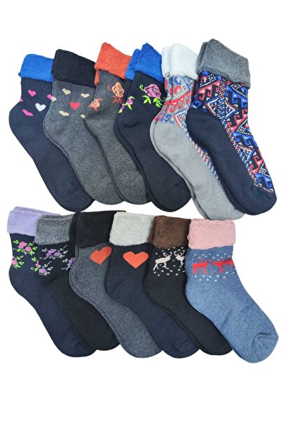 erceys Kadın 12 Çift Kışlık Havlu Kalın Çorap