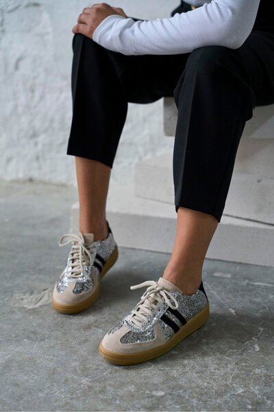 PELİN'İN AYAKKABILARI EVAN GÜMÜŞ PULLU SPOR AYAKKABI