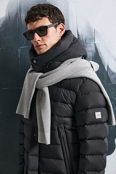 Lufian Albert Kaz Tüyü Erkek Mont Siyah