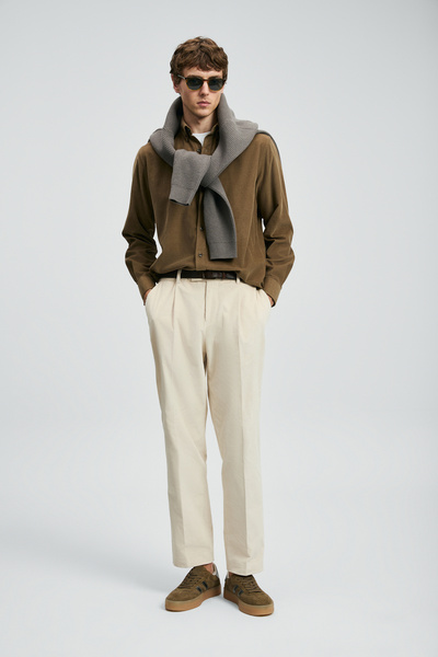 Lufian Ανδρικό παντελόνι Chino Federıc Velvet Comfort Fit Stone