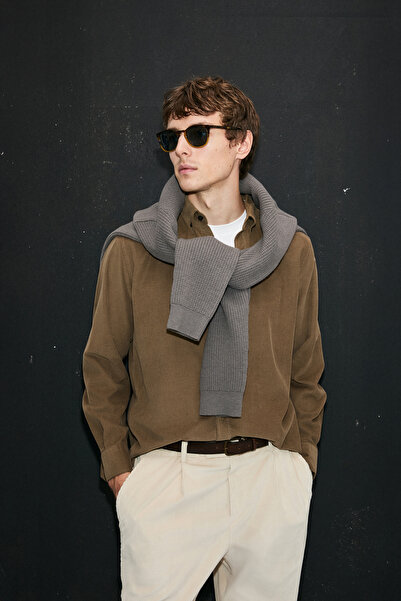 Lufian Drew Erkek Basic Gömlek Regular Fit Deve Tüyü