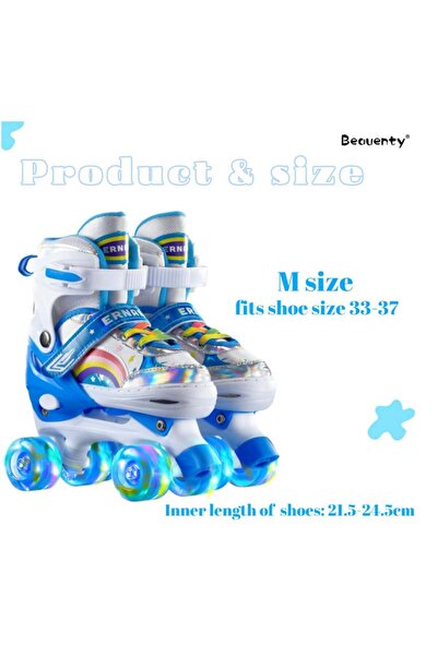 COOYA Kids Adjustable Roller Skates for Girls Boys, All 8 Wheels Illuminating