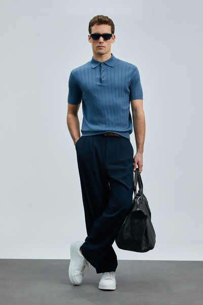 Lufian Bold Erkek Pamuklu Kazak Koyu Mavi