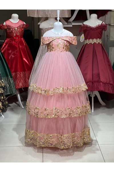 BAŞAK ÇOCUK GİYİM 1213 Kız Çocuk Abiye 10/14 - PEMBE - 12-13 YAŞ