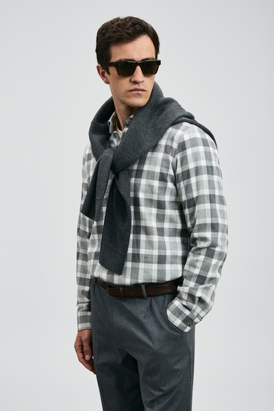 Lufian Quel Men's Basic Shirt Regular Fit Gray