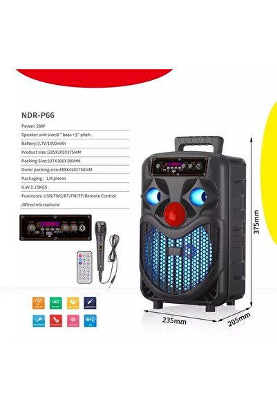 Tastech LED IŞIKLI BLUETOOTH HOPARLÖR MİKROFONLU KABLOSUZ ŞARJLI TAŞINABİLİR ...