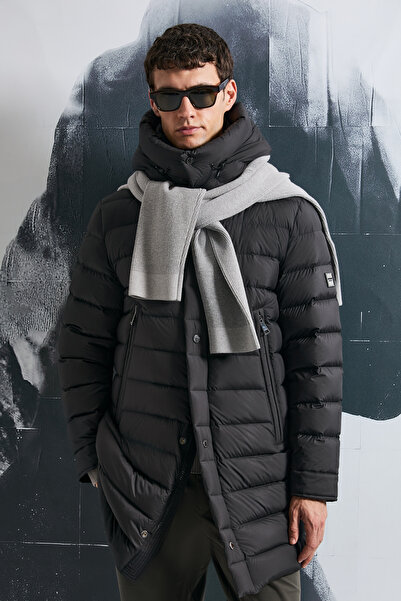 Lufian Albert Kaz Tüyü Erkek Mont Siyah