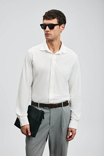 Lufian Carl Erkek Basic Gömlek Regular Fit Beyaz