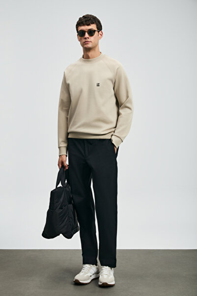 Lufian Ανδρικό παντελόνι Chino Daren Smart εφαρμοστό Μαύρο