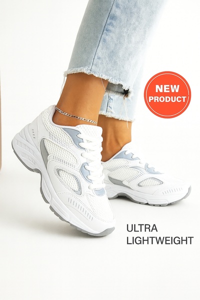 Devida Pantofi sport albi de damă, pantofi casual cu talpă cu aer, GN110