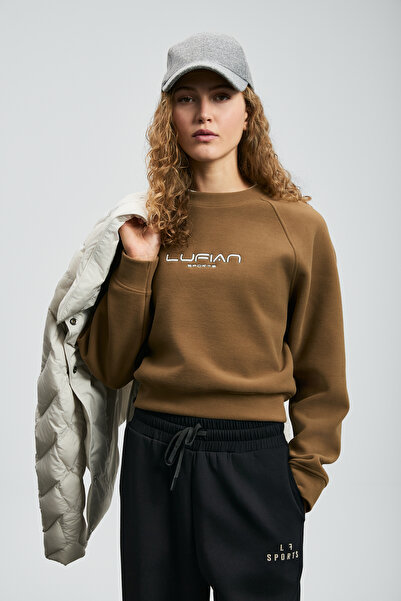 Lufian Γυναικείο πλεκτό φούτερ Beggy με φτερά καμηλού