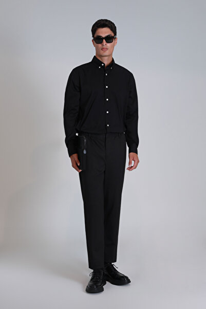 Lufian Jakob Erkek Basic Gömlek Slim Fit Siyah