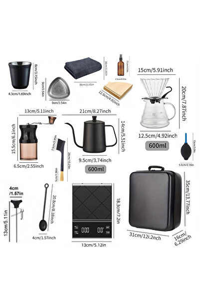 Mimelon مجموعة ماكينة تحضير القهوة بالتنقيط V60، 15 قطعة | مجموعة ماكينة تحضير القهوة اليدوية بالتنقيط