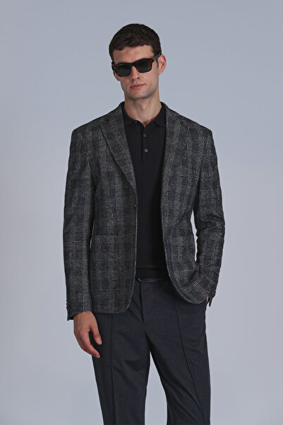 Lufian Mani Spor Erkek Blazer Ceket Slim Fit Koyu Gri