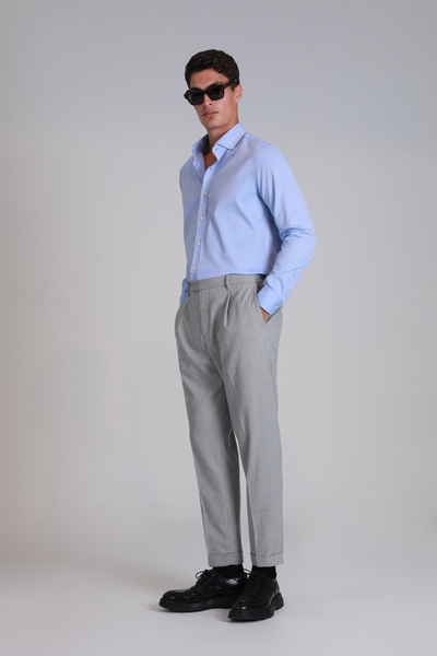 Lufian Danıel Erkek Basic Gömlek Slim Fit Mavi