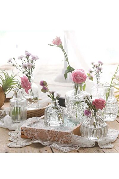 Saharaz Set of 10 Glass Bud Vases,for Flowers Mini Decor Rustic Vases for Centerpieces,Polished and Smooth