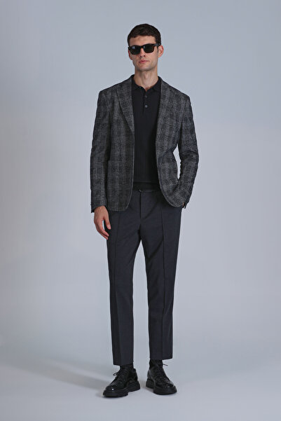 Lufian Mani Spor Erkek Blazer Ceket Slim Fit Koyu Gri