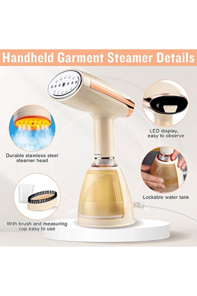 fulina Handheld Steamer for Clothes,30S Fast Heat-up,1500W,280ml with Brush Measure Cup,for All Fabrics