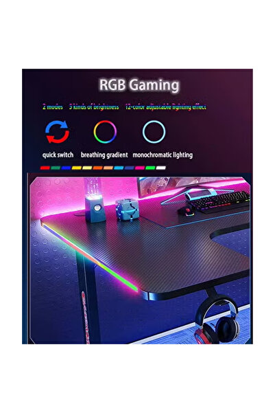 NKX Ergonomic Gaming and Computer Desk with LED Lights 140 CM