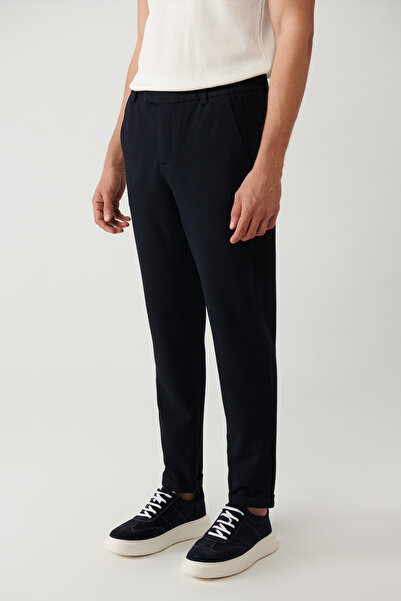 Avva Erkek Lacivert Beli Lastikli Bi-Stretch Chino Slim Fit Pantolon B003033