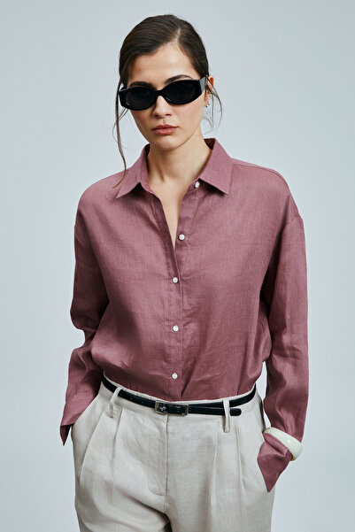 Lufian Γυναικείο λινό πουκάμισο Barrı - Dusty Rose