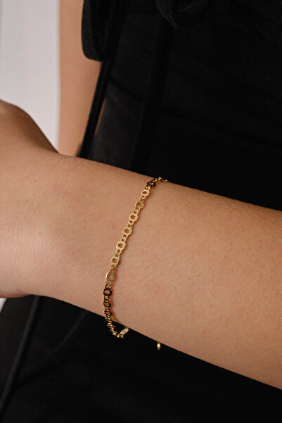 ESBAFLOR Çelik İnce Kalp Bileklik Pullu Altıgen Zincir Kararmaz 17+4cm 3mm Günlük Kullanıma Uygun